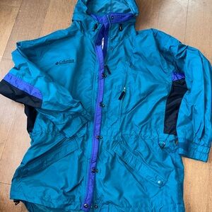 Vintage Women’s Columbia Teal Hooded Waterproof Jacket